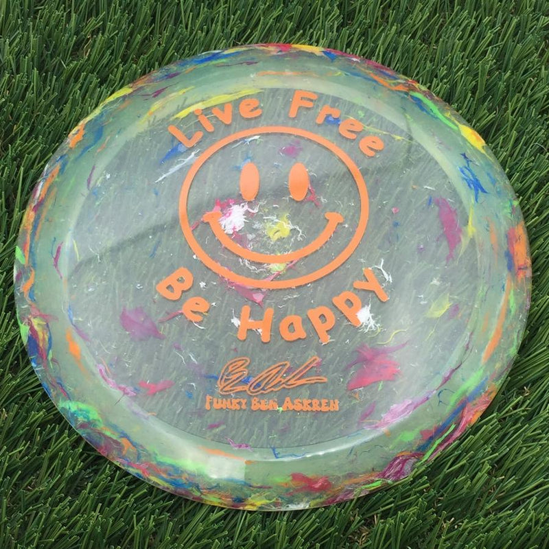 Discraft Elite Z Jawbreaker Thrasher with Live Free - Be Happy - Funky Ben Askren Fundraiser Stamp- 174.55 Green