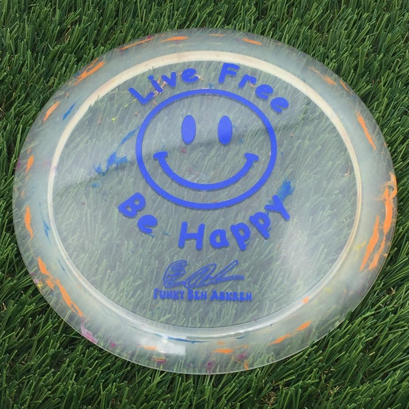 Discraft Elite Z Jawbreaker Thrasher with Live Free - Be Happy - Funky Ben Askren Fundraiser Stamp- 173.76 Clear