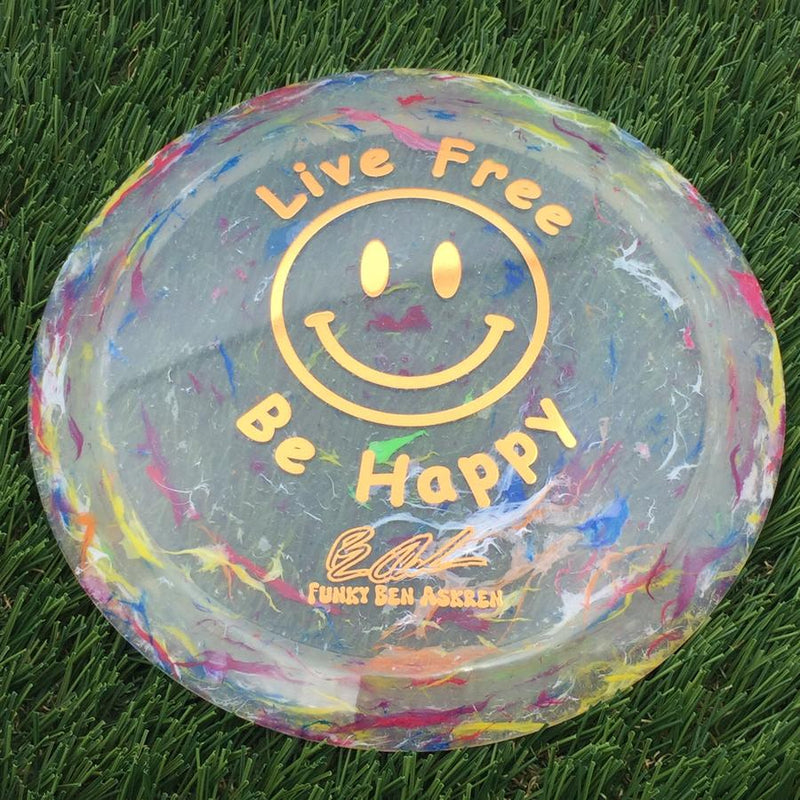 Discraft Elite Z Jawbreaker Thrasher with Live Free - Be Happy - Funky Ben Askren Fundraiser Stamp- 173.98 Purple