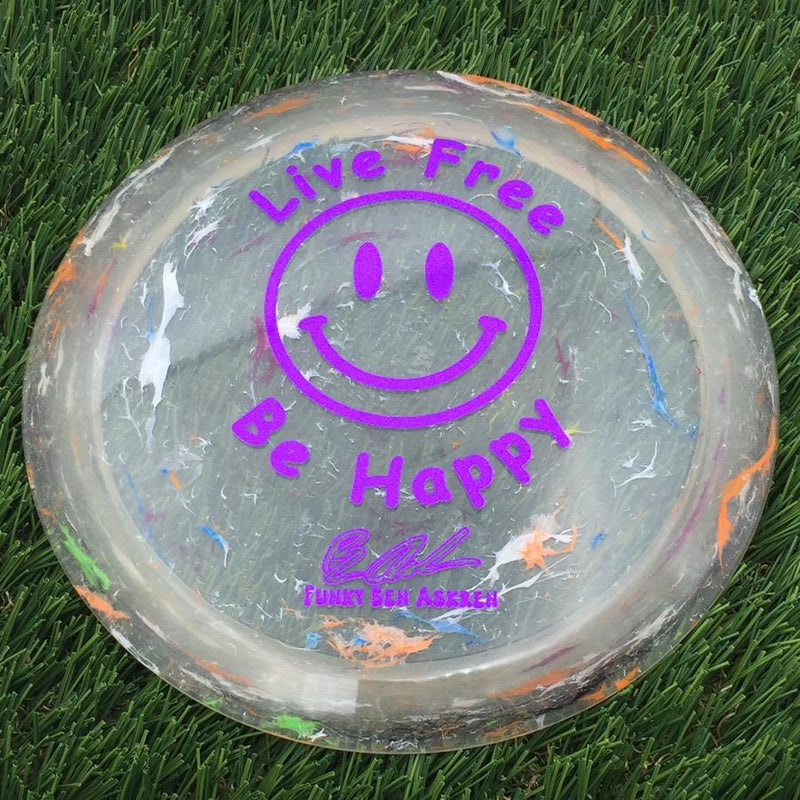 Discraft Elite Z Jawbreaker Thrasher with Live Free - Be Happy - Funky Ben Askren Fundraiser Stamp- 173.8 Orange