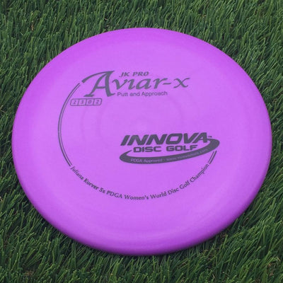 Innova Pro JK Aviar-x with Juliana Korver 5x PDGA Women's World Disc Golf Champion Stamp- 153.3 Purple