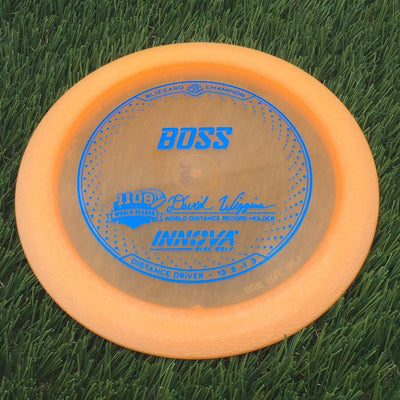Innova Champion Blizzard Boss with 1108 Feet - David Wiggins - World Distance Record Holder Stamp- 143 Orange