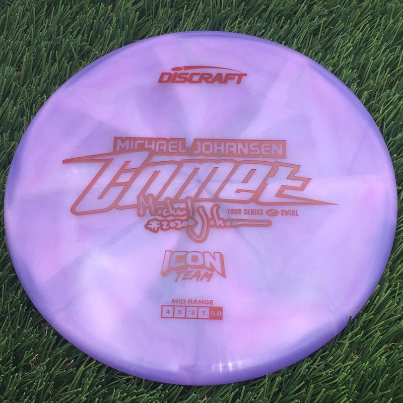 Discraft Elite Z Swirl Comet with Michael Johansen Tour Series Icon Team - 2025 Stamp- 178.08 Purple