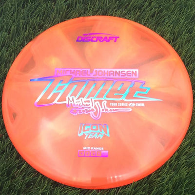 Discraft Elite Z Swirl Comet with Michael Johansen Tour Series Icon Team - 2025 Stamp- 176.07 Orange