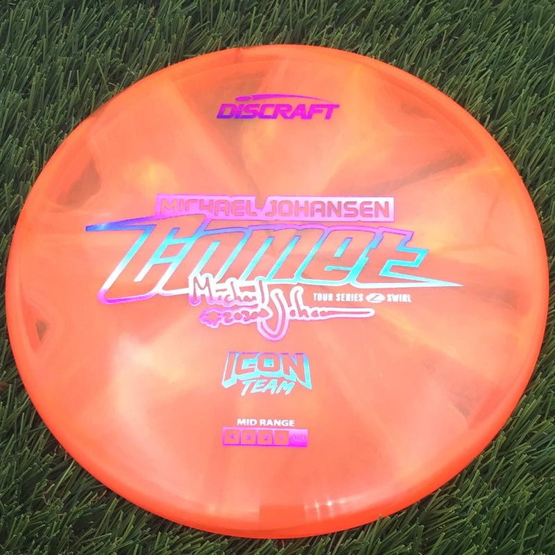Discraft Elite Z Swirl Comet with Michael Johansen Tour Series Icon Team - 2025 Stamp- 176.07 Orange