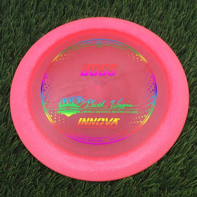 Innova Champion Blizzard Boss with 1108 Feet - David Wiggins - World Distance Record Holder Stamp- 137.47 Pink