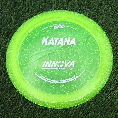 Innova Champion Metal Flake Katana with Burst Logo Stock Stamp- 171.81 Yellow
