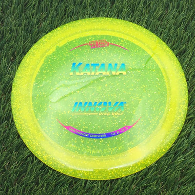 Innova Champion Metal Flake Katana with Burst Logo Stock Stamp- 172.63 Yellow