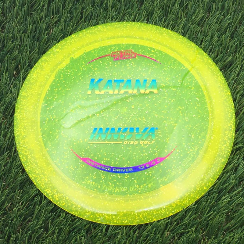 Innova Champion Metal Flake Katana with Burst Logo Stock Stamp- 172.63 Yellow