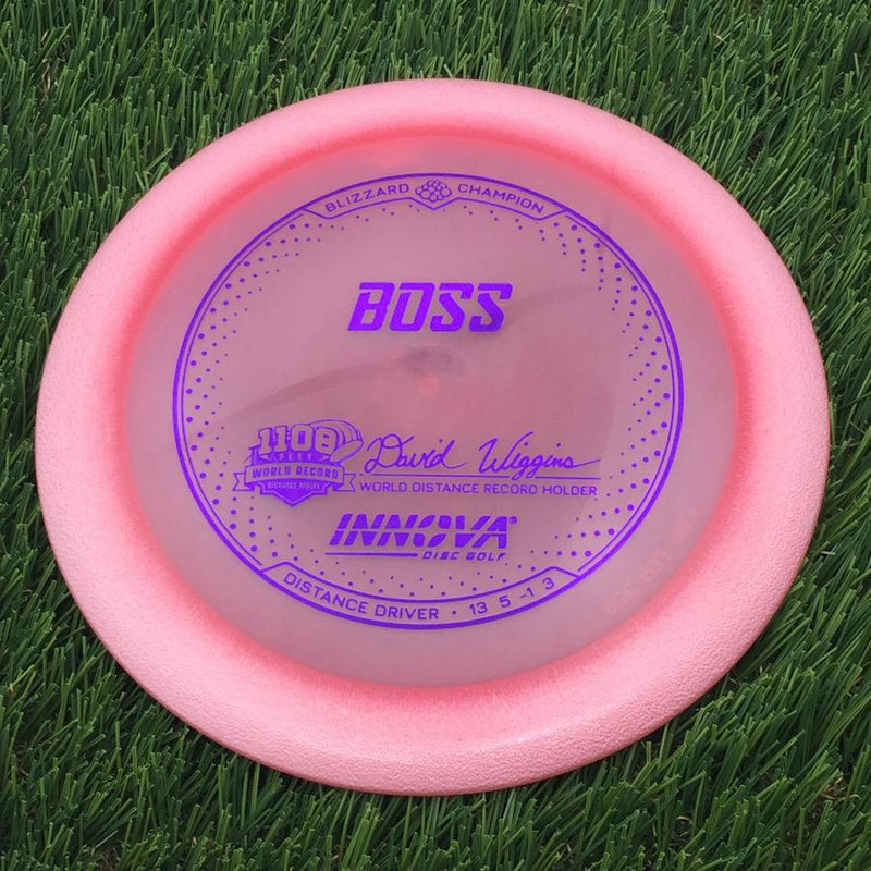 Innova Champion Blizzard Boss with 1108 Feet - David Wiggins - World Distance Record Holder Stamp- 155.79 Red