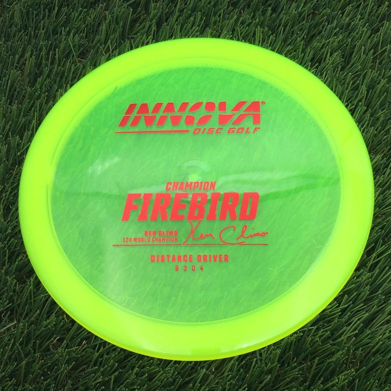 Innova Champion Firebird with Ken Climo 12X World Champion Signature Burst Logo Stock Stamp- 172.47 Yellow