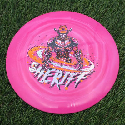 Dynamic Discs Fuzion Swirl Sheriff with Galactic Lawman Stamp- 175.54 Pink