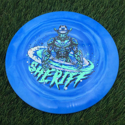 Dynamic Discs Fuzion Swirl Sheriff with Galactic Lawman Stamp- 175.78 Blue