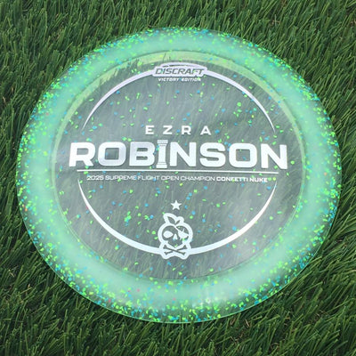 Discraft Elite Z Confetti Nuke with Ezra Robinson - 2025 Supreme Flight Open Champion - Peach Pirate Stamp- 176.84 Green