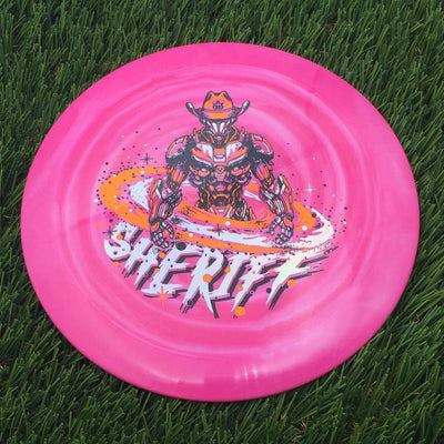Dynamic Discs Fuzion Swirl Sheriff with Galactic Lawman Stamp- 175.03 Pink
