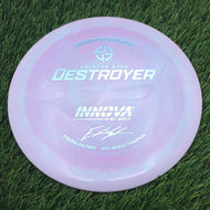 Innova Swirled Star Destroyer with Eveliina Salonen - 2024 World Champion Signature Edition Stamp - 149.5g - Blue swirls on pale Pink - Blue swirls on pale Pink / 149.47g