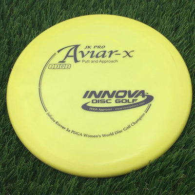 Innova Pro JK Aviar-x with Juliana Korver 5x PDGA Women's World Disc Golf Champion Stamp- 152 Yellow