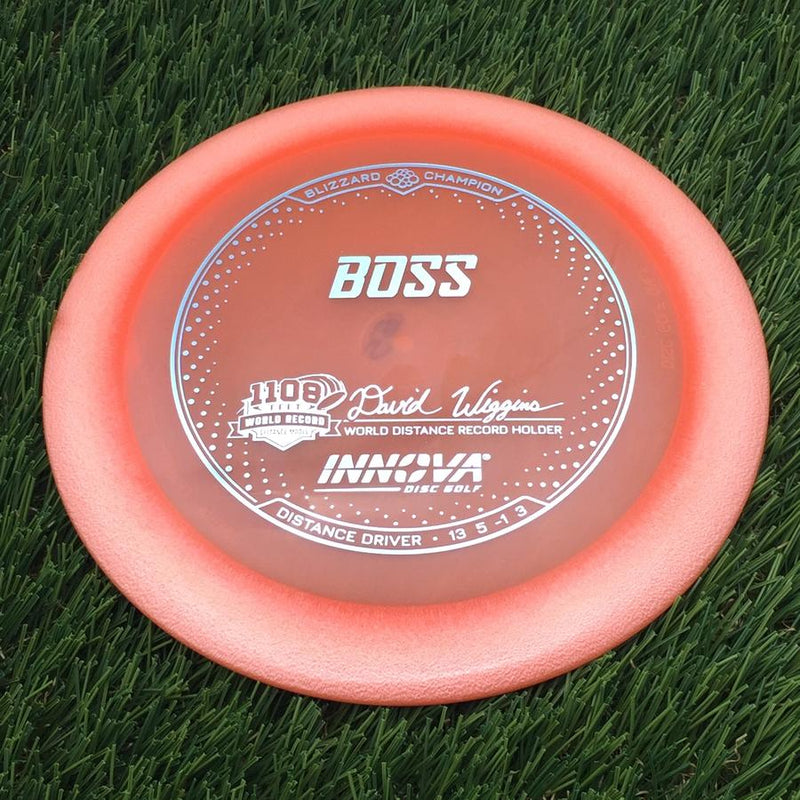 Innova Champion Blizzard Boss with 1108 Feet - David Wiggins - World Distance Record Holder Stamp- 156.98 Red