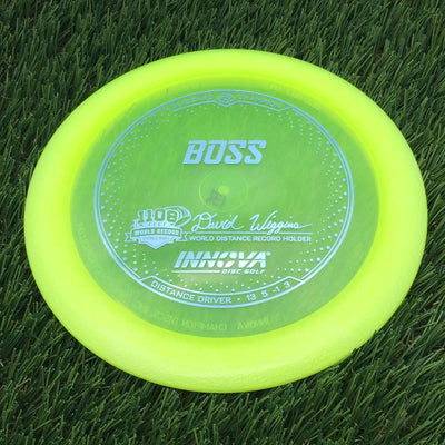 Innova Champion Blizzard Boss with 1108 Feet - David Wiggins - World Distance Record Holder Stamp- 158.69 Yellow