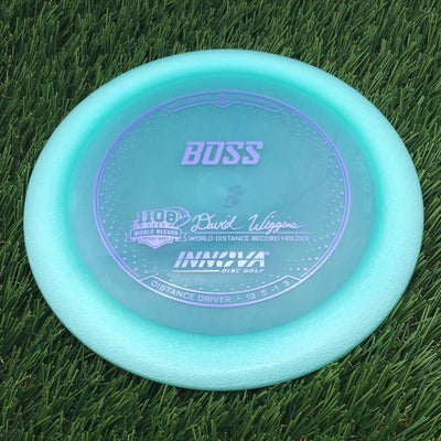 Innova Champion Blizzard Boss with 1108 Feet - David Wiggins - World Distance Record Holder Stamp- 155.17 Blue