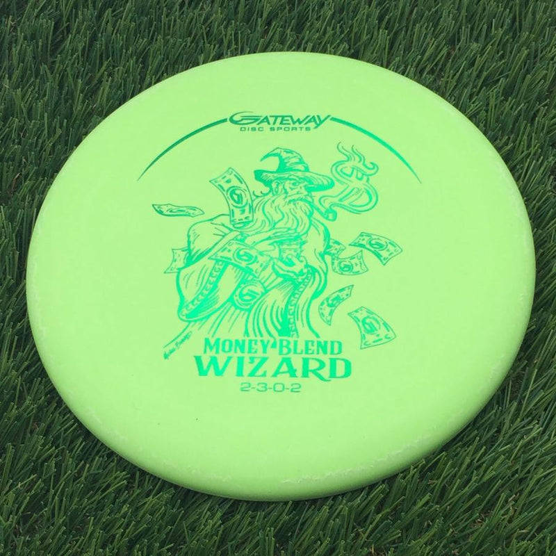 Gateway Money ($) Wizard with Pipe Smokin Making It Rain Stamp- 167.44 Green