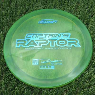 Discraft Elite Z Swirl Captain's Raptor with Paul Ulibarri "Uli" - Overstable Modified Raptor Stamp- 174 Green