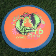 Axiom Fission Delirium with 2026 OTB Open Art by Green C Studio Stamp - 173.7g - Blue Rim On Highlighter Orange - Blue Rim On Highlighter Orange / 173.68g