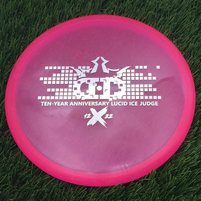 Dynamic Discs Lucid Ice Judge with Ten-Year Anniversary 2012-2022 Stamp- 173 Pink