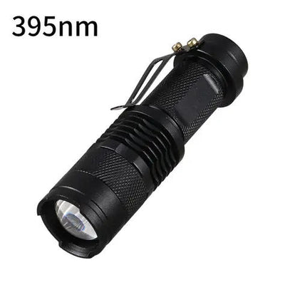 Mini UV Blacklight Flashlight with Clip and Adjustable Lens