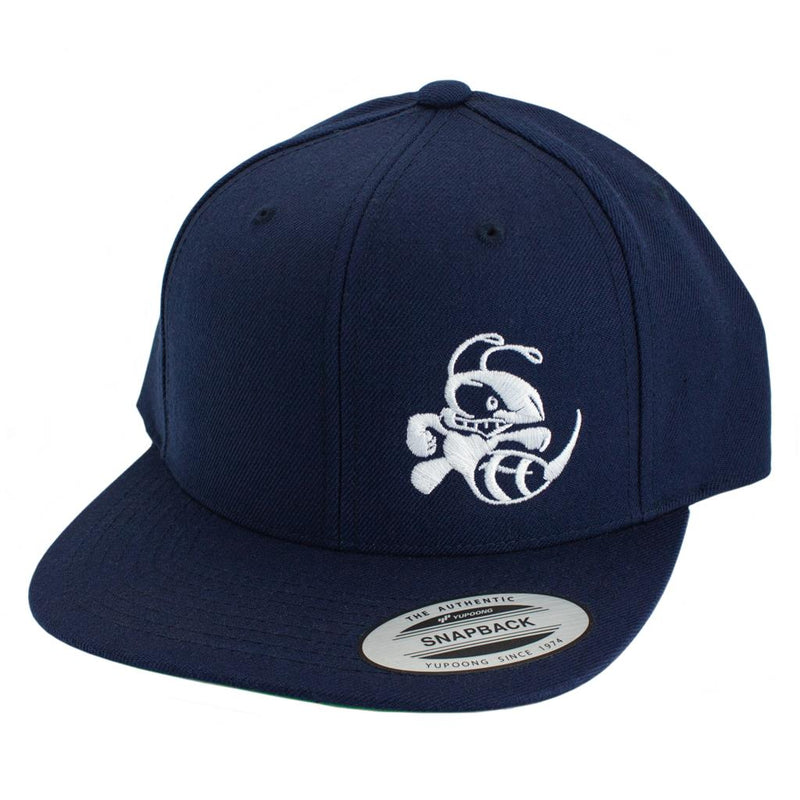Buzzz Embroidered Logo - Snap Back - Flat Bill - White Logo on Blue