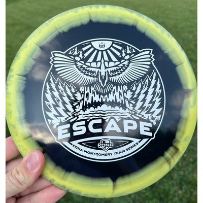 AUCTION! - Dynamic Discs Fuzion Orbit Escape with Kona Montgomery Eagle Wings Team Series 2023 Stamp - 173g - Solid Black