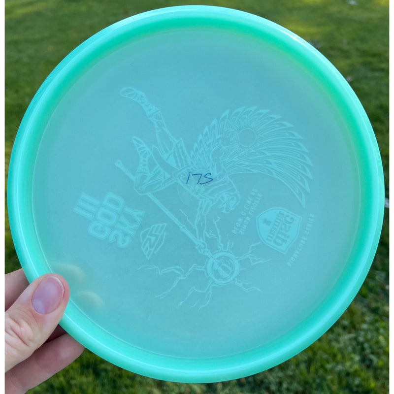 Auction! - Discmania C-Line Color Glow P2 with Signature Series Simon Lizotte SKY GOD III Stamp - 175g - Translucent Mint Green