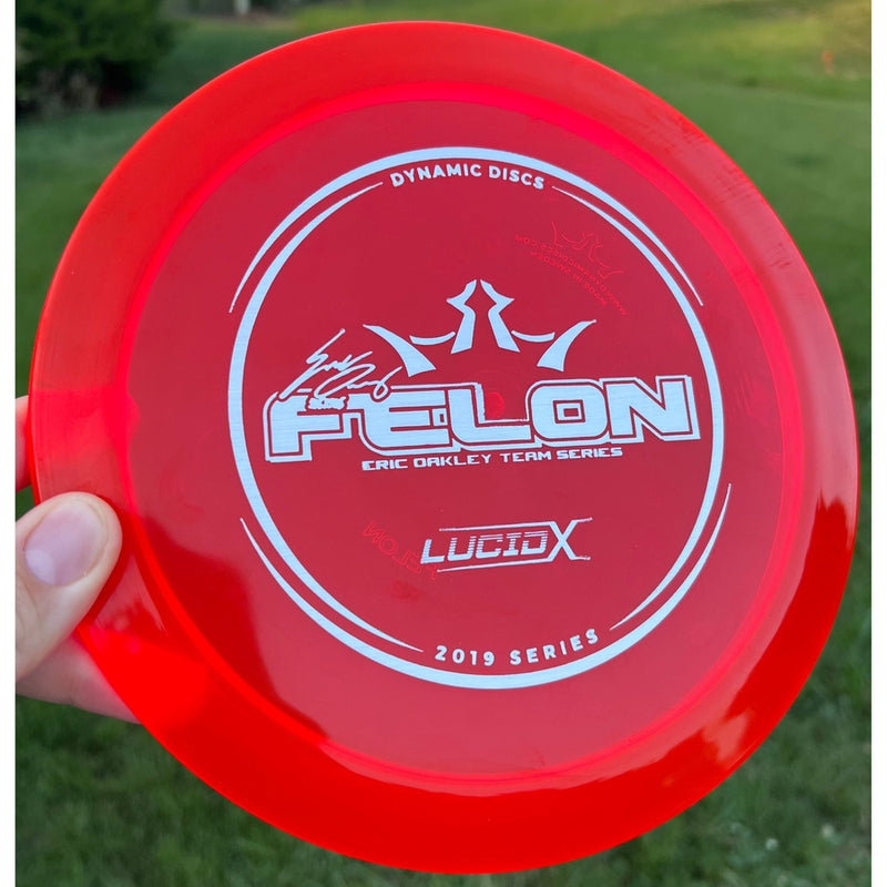 AUCTION - Dynamic Discs Lucid-X Felon with Eric Oakley 2019 Team Series Stamp - 173g - Translucent Red