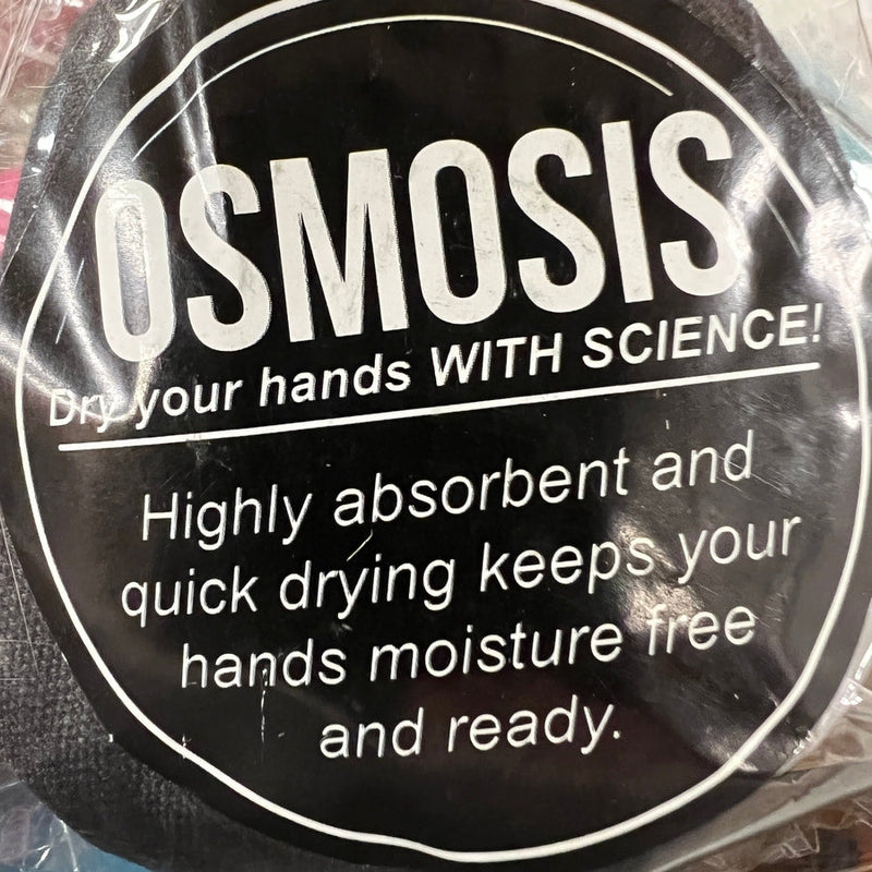 A black circular mvp osmosis sport ball bag with white text advertising its quick-drying absorption properties.