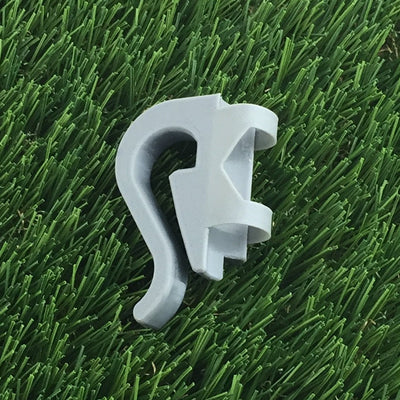 Light gray Briggisware ZUCA Cart single putter holder with a curved top and integrated clips.