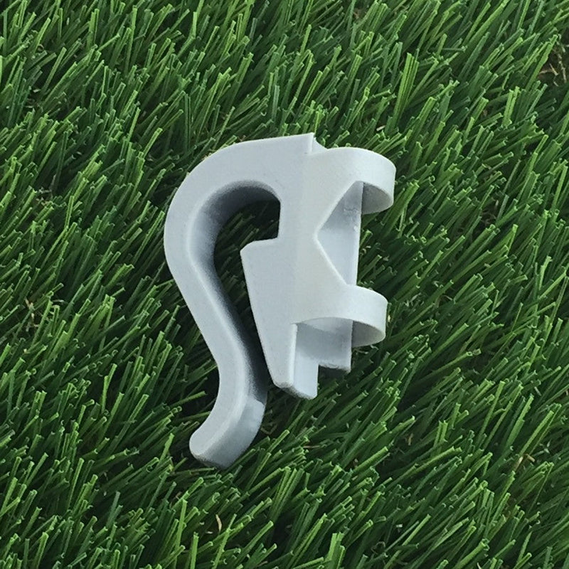 Light gray Briggisware ZUCA Cart single putter holder with a curved top and integrated clips.
