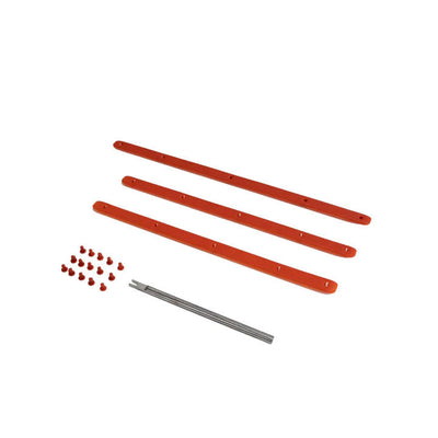 Diadem Icon bumper replacement kit with three long orange bumper strips, small orange screws, and a silver tool.