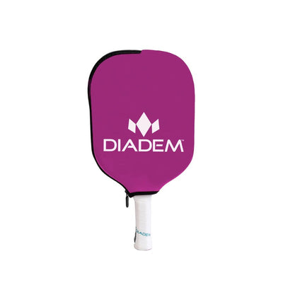 Purple Diadem paddle cover with a black zippered edge and a white Diadem logo on the front.