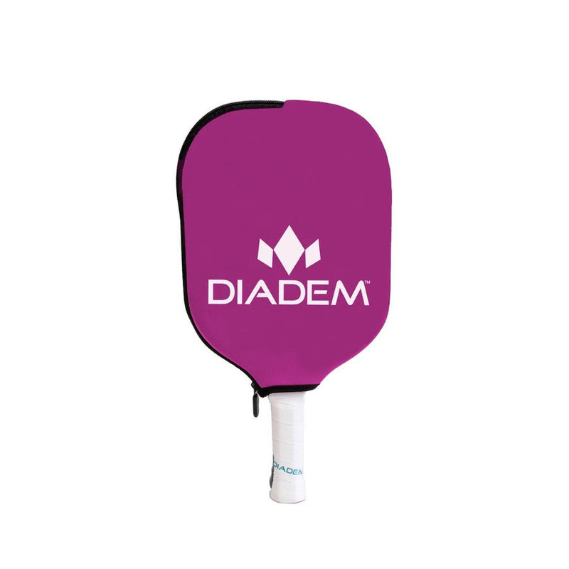 Purple Diadem paddle cover with a black zippered edge and a white Diadem logo on the front.