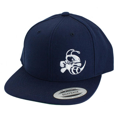 Navy blue Discraft snapback cap with a flat bill and a white embroidered Discraft Buzzz logo.
