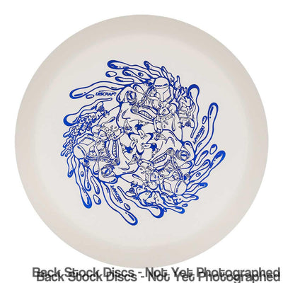 White Discraft Elite Z UV Raptor 2023 Ledgestone Edition Wave 4 disc with a blue swirl monster stamp.