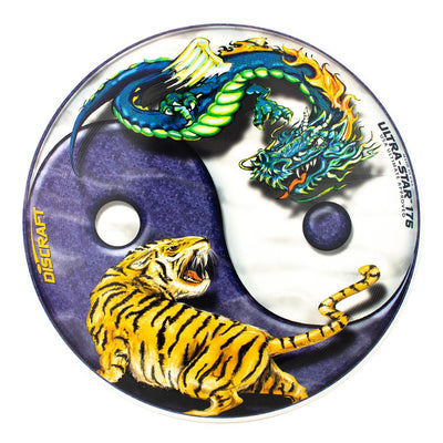 Discraft SuperColor Ultra-Star 175 Ultimate disc features a vibrant yin and yang with a blue dragon and raging tiger.
