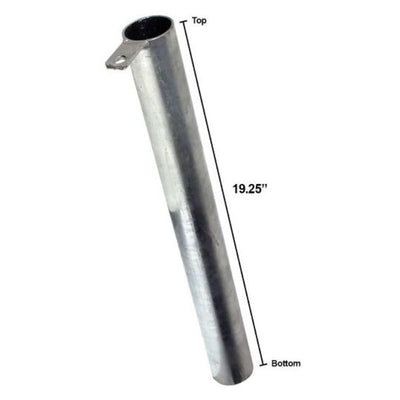 Metallic silver Dynamic Discs basket ground sleeve, 19.25 inches long, with a top hook and an open bottom.