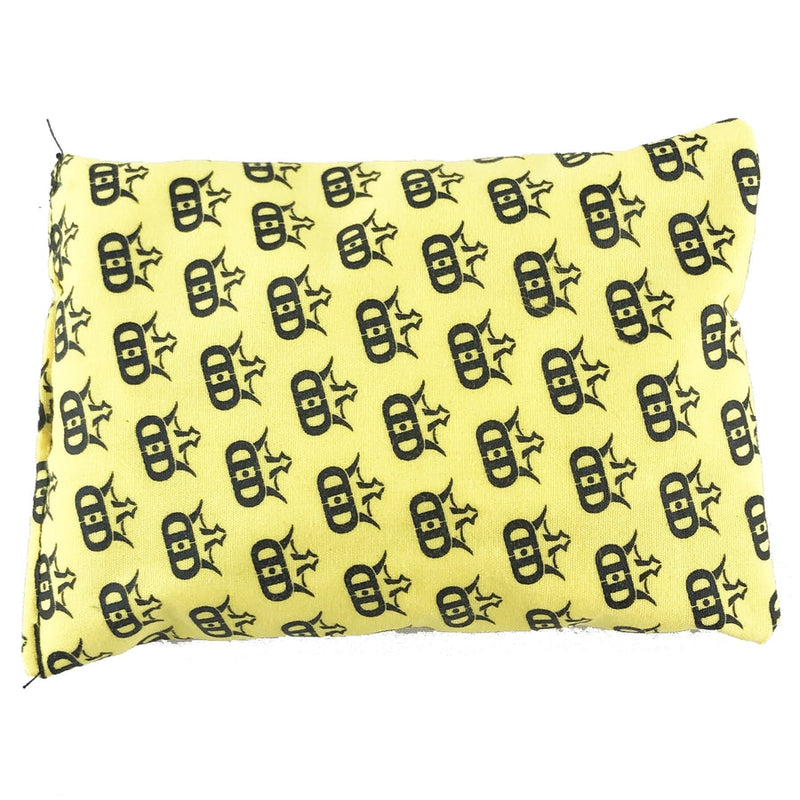 Yellow Dynamic Discs Dirtbag Mini King DS disc golf grip bag with repeated black patterned emblem.