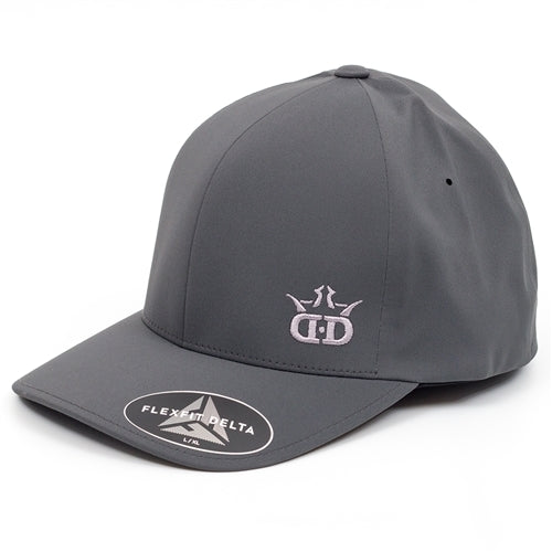 Dark gray Dynamic Discs Flexfit Delta hat with a light gray embroidered crown logo on the front.