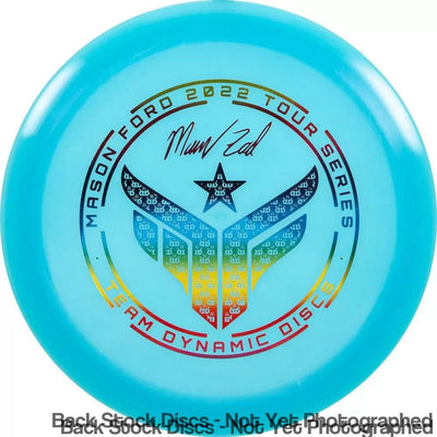 Light blue Dynamic Discs Hybrid X Getaway disc with Mason Ford 2022 Tour Series rainbow foil stamp.