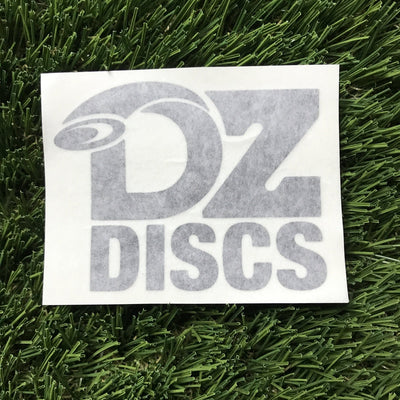 Gray DZ DISCS vinyl decal on a white backing with a shadowed, layered effect on the letters.