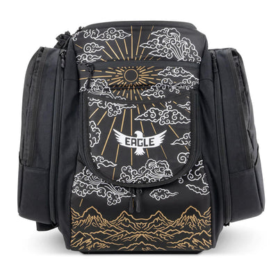 Black GRIP EQ AX5 Dismania Eagle McMahon Valhalla bag with gold mountains, white clouds, and a white eagle logo.