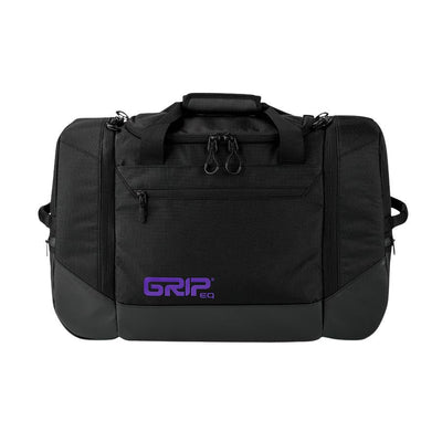 Purple GRIP EQ Discraft Paul McBeth TSD1 Travel Sport Duffle bag featuring multiple black zippered compartments.