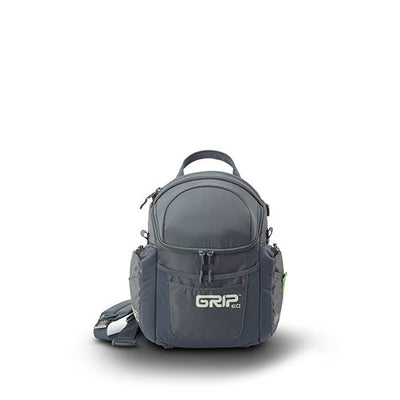 Gray GRIP eq G Series 2022 disc golf bag with a top handle, zippered compartments, and a white GRIP eq logo.